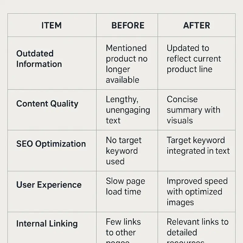 Content strategy flowchart showing the process of content audit, expert review, optimization for E-A-T signals, and multi-platform distribution for maximum visibility